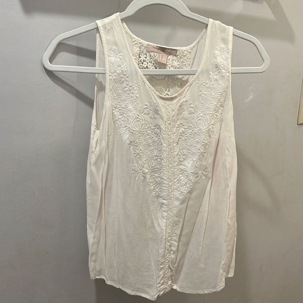 Love 21 embroidered top with crochet back